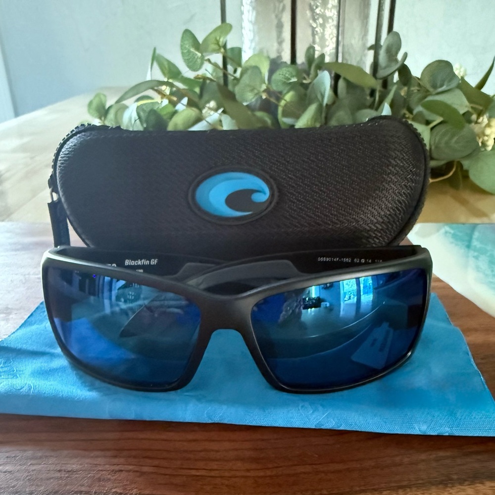 Costa Blackfin GF Matte Black Sunglasses with Blue Polarized Lense